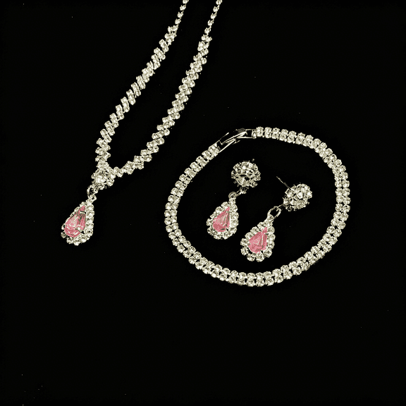 DESIGNICE Silver Jewelry Set,Elegant Jewelry Set Crystal Rhinestone Necklace Earrings Bracelet Brides Wedding Dresses Costume Jewelry Accessories for Women