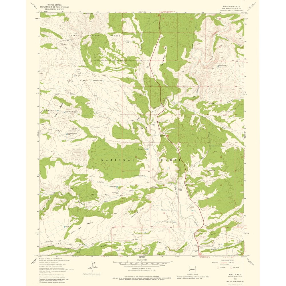 Alma New Mexico Quad USGS 1963 23 x 28.12