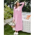 thumbnail image 3 of Ekouaer Women' Long Sleeve Nightgown Full Length Sleepwear Long Sleepshirts Henley Sleep Dress -, 3 of 5