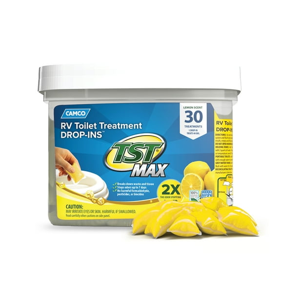 Camco TST MAX RV Toilet Treatment Drop-INs - Septic Safe - Lemon, Yellow (41577)