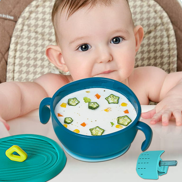 Toddler Suction Bowls Silicone Baby Suction Plate with Lid Multifunctional  Baby Snack Bowl with Lid, Straw, and Ergonomic Handle for Toddler Girl Boy