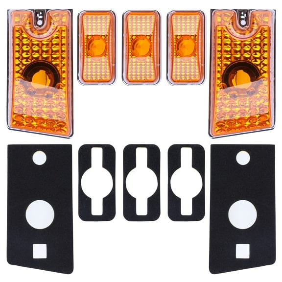 cciyu Amber Lens Cab Marker Roof Running Top Lights Compatible with Hummer H2 SUV SUT 2003-2009 Cab Roof Top Clearance Marker Light Lamps Front Chrome Waterproof