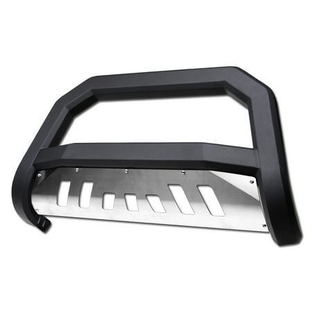 Cruiser Bull Bar - R&L Racing Matte Black Solid Edge Bold Bull Bar Brush Bumper Guard+Ss Skid 07-14 Toyota Fj Cruiser