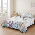 thumbnail image 2 of Queen Quilt Set 90''x96'', Coastal Jellyfish Lightweight Bedspread Coverlet Set with 2 Pillow Shams, Ocean Nautical Starfish Coral Seaweed Breathable All Season Quilt Bedding for Bedroom/Guest Room, 2 of 9