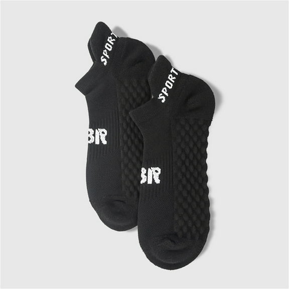 Dolkfu Mens Socks Size 13-15 Black Non-Slip Athletic Ankle Socks with Cushion Wicking Mens Running Socks