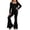 Glisme352-Black, variant on Glisme Toddler Girls Clothing Set Knit Jumpsuit With Square Neck And Flared Pants Fashion Casual Outfit For Kids Size 9-10 Years Black Outfits Set For Girl