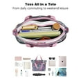 thumbnail image 4 of Tote Bag for Women - Pioneer Flower Shoulder Bag - Large Utility Work Duffle Bag with Zipper Handbag for Travel, Work, Sprots, 4 of 5