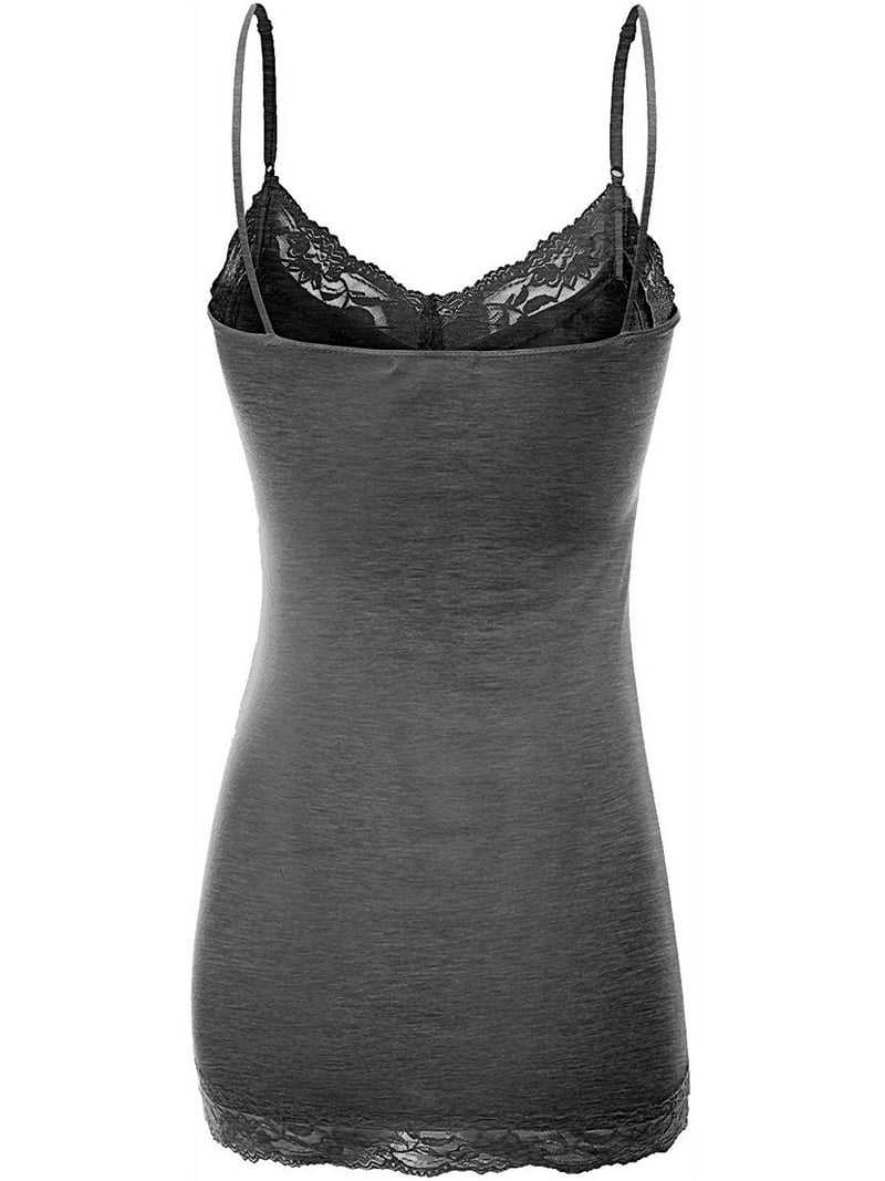Bozzolo Women Junior Plus Adjustable Spaghetti Strap Lace Trim