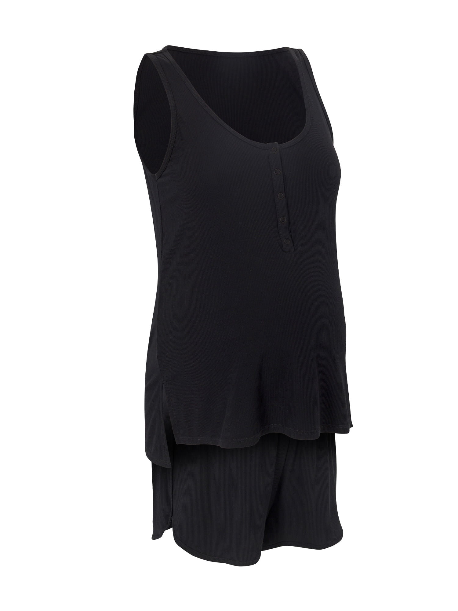 Ingrid & Isabel For Every Belly Women's Maternity Ribbed Henley Tank & Short Set, Sizes S-XXXL