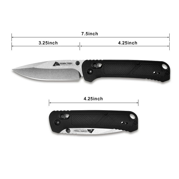 Ozark Trail 7.5 inch Folding Knife,D2 Blade,Black Handle, Slide