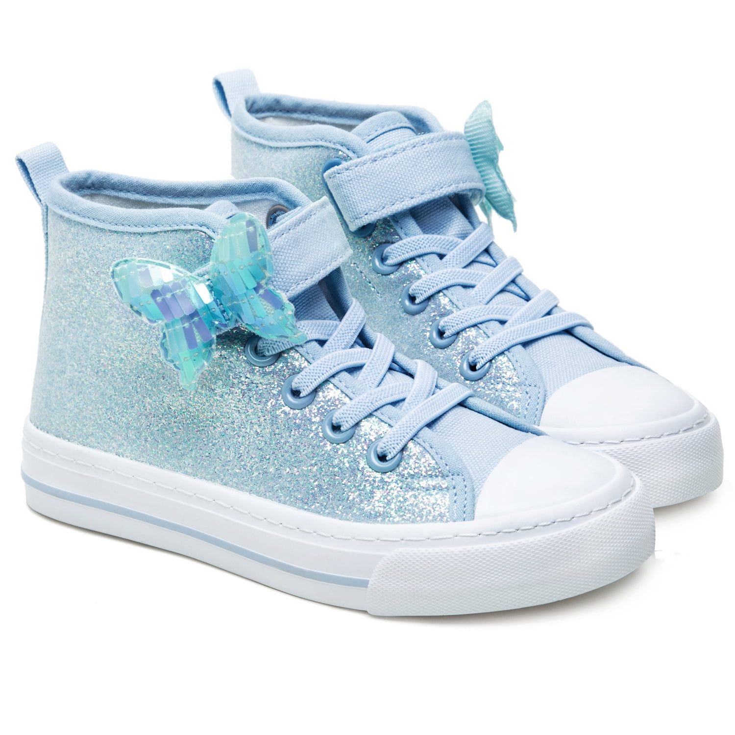 Little Girls Kids Canvas Shoes Glitter Sneakers Toddler Sparkle Lace Up ...