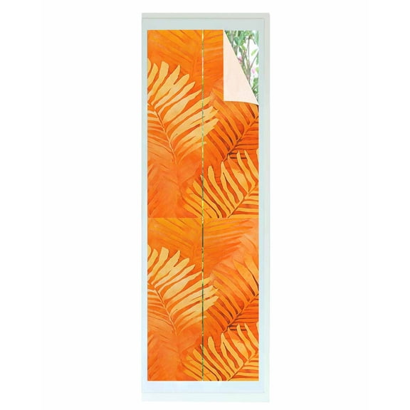 Window Privacy Film Orange Leaf Stained Glass Window Film Decorative Sun Block Window Cover Tropical Botanical Palm Leaf Modernism Window Clings Static Adhesive Sticker for Bathroom 23.6"x78.7"