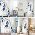 thumbnail image 5 of Shower Curtain Bathroom Set Watercolor Butterfly Flower Leaf Waterproof Fabric Shower Curtains with Grommets&Hooks, Blue Gray Floral Plant Privacy Bath Curtain for Bathtub 48x72in, 5 of 9