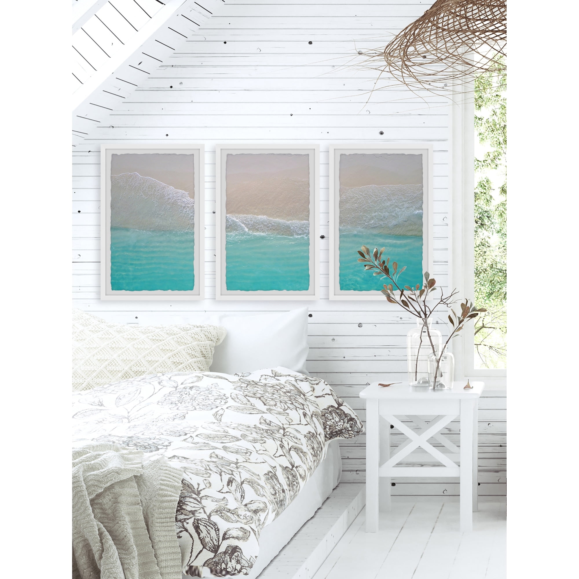 Seaside Paradise Triptych 30" x 45.00 in Framed Painting Art Prints, by Marmont Hill