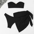 thumbnail image 6 of Womens Bandeau Bikini Sets Strapless Three Piece Swimsuit Split Swimsuit Suit Bathing Suit with Cover Up Skirt, 6 of 9