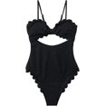 thumbnail image 2 of Traje de baño de una pieza para mujer Traje de baño sexy con recorte festoneado negro M, 2 of 5