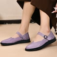 thumbnail image 5 of Xfvqtps Womens Mary Jane Flats Leather Upper Rubber Sole EVA Insole Buckle Strap Comfortable Closed Toe Casual Stylish Business Work Purple, 5 of 9