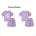 thumbnail image 3 of Emy Dola Toddler Girls Short Sleeve Outfits 2pcs 2-7 Years Kids Bunny Graphic Casual Outfits Easter Crop T-shirt + Shorts Set, 3 of 9