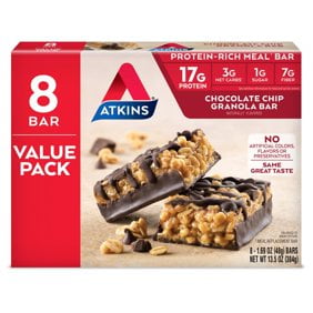 Atkins Chocolate Chip Granola Bar, 1.69oz, 8-pack (Meal