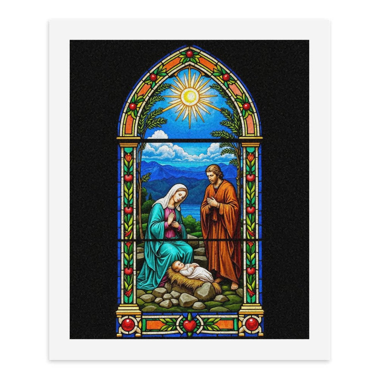 Paint By Numbers Kit for Adults Beginner - DIY Stained Glass Nativity Scene Art Canvas Painting Kits for Adults, Frameless Paint By Number for Adults for Home Wall Decor 16x20 Inch