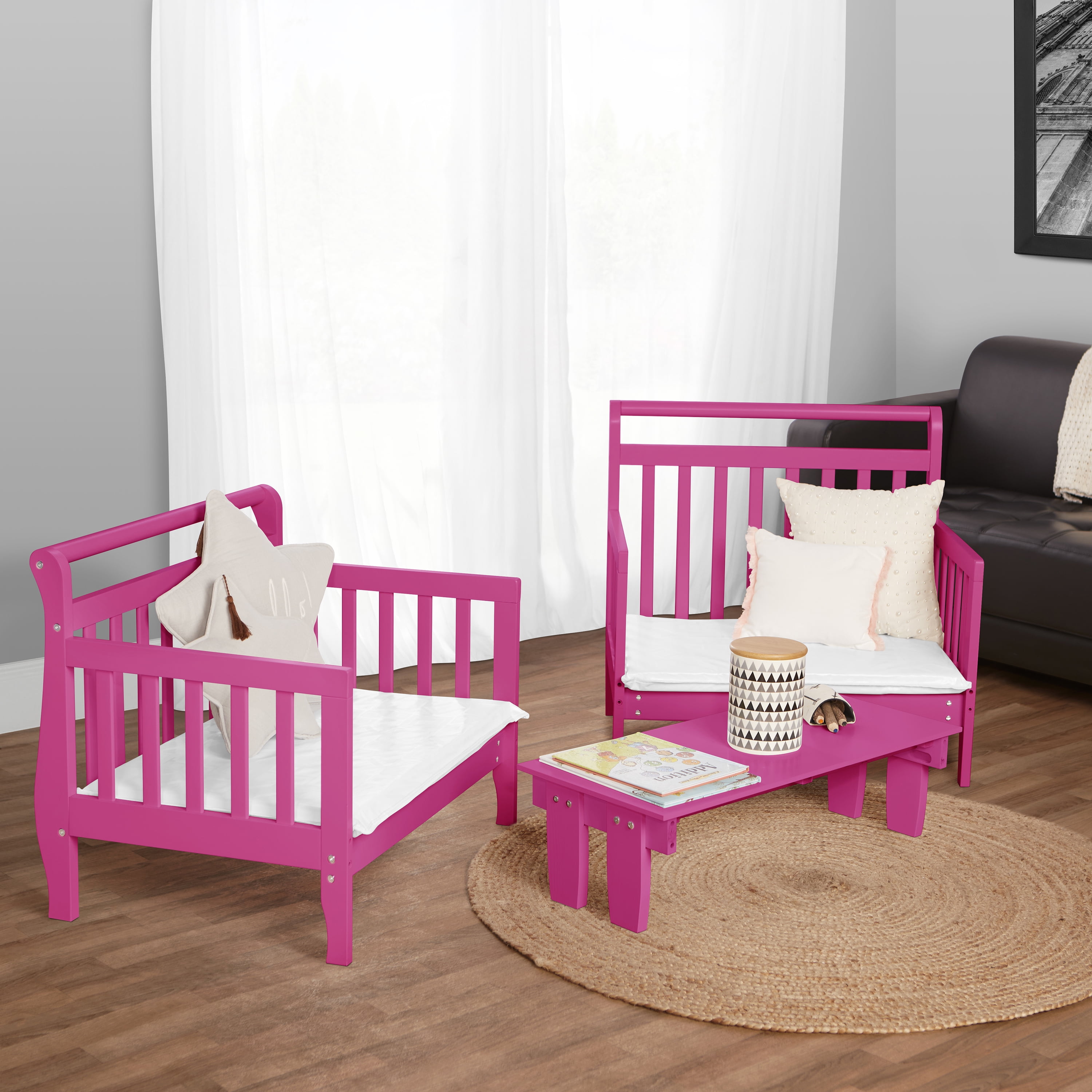 Dream On Me 3 in 1 toddler bed convertible Kit, Fuchsia Pink