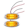 thumbnail image 1 of Unique Bargains 2 luces de marcador de remolque de 1,85 pulgadas con bisel cromado, lámpara de luz de marcador lateral ovalada para RV, camión, barco, amarillo, 1 of 1
