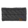 thumbnail image 2 of Cyglowse Soft Stretch Winter Warm Cable Knit Fuzzy Lined Ear Warmer Headband Dark gray, 2 of 2