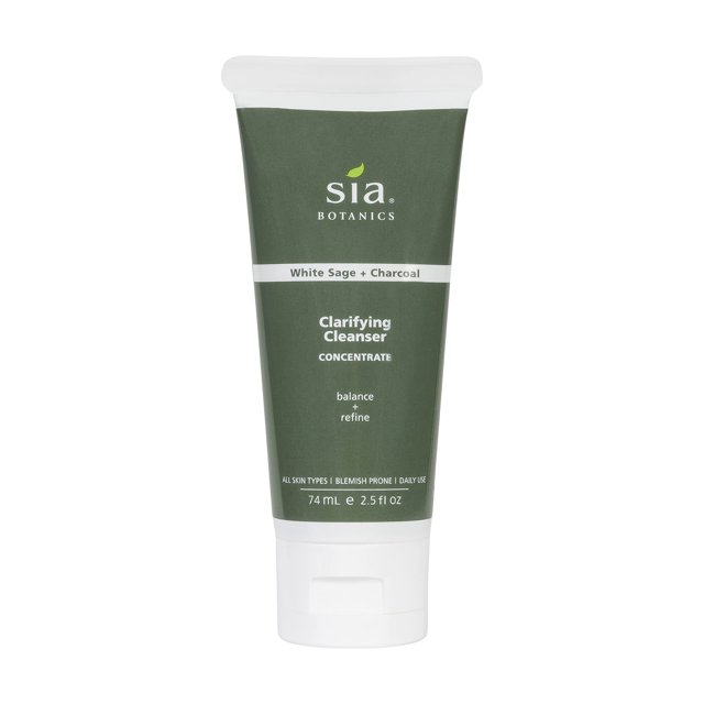 Limpiador facial clarificante Sia Botanics (tubo ecológico de 74 ml/2,5 oz) | Jabón facial con árbol de té de carbón activado con salvia blanca | Cuidado de la piel botánico natural y limpio para muje