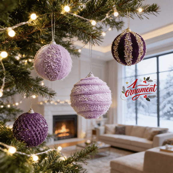 8cm Purple Foam Christmas Ball Ornaments, Hanging Tree Pendants, Xmas Bauble Decorations, Seasonal Indoor Outdoor Decor for Christmas Tree Mantel Window