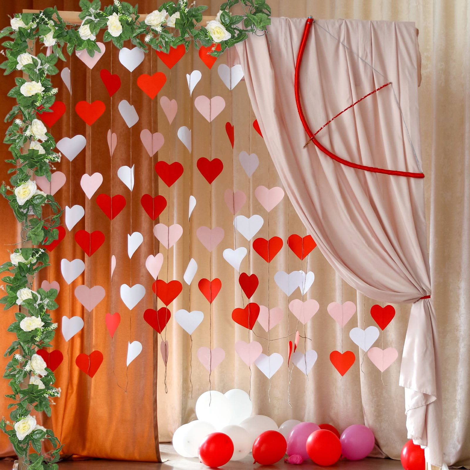 JilgTeok 3 Packs 2pcs 90.55in Artificial Rose Vine Flowers Plants Simulation 10 Heads Rose Vines for Mother's Day Wedding Scene Party Wall Hanging Mantel Tabletop Decoration
