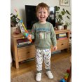 thumbnail image 6 of RUINIXCW Boys 2Pcs Fall Outfits Long Sleeve O Neck Letter Print Sweatshirt Fish Print Pants Sets, 6 of 9