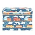 thumbnail image 7 of Yayeee Collapsible Cube Storage Bin with Lid Fabric Closet Decorative Basket with Handles, Blue Cute Train Pattern, 7 of 7