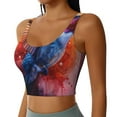 thumbnail image 2 of Gukieu Vibrant Hummingbird Watercolor Art Print Women's Sports Vest, Low-neck U-shaped Removable Pad Sports Bra for Yoga, Exercise, Dance-Small, 2 of 8