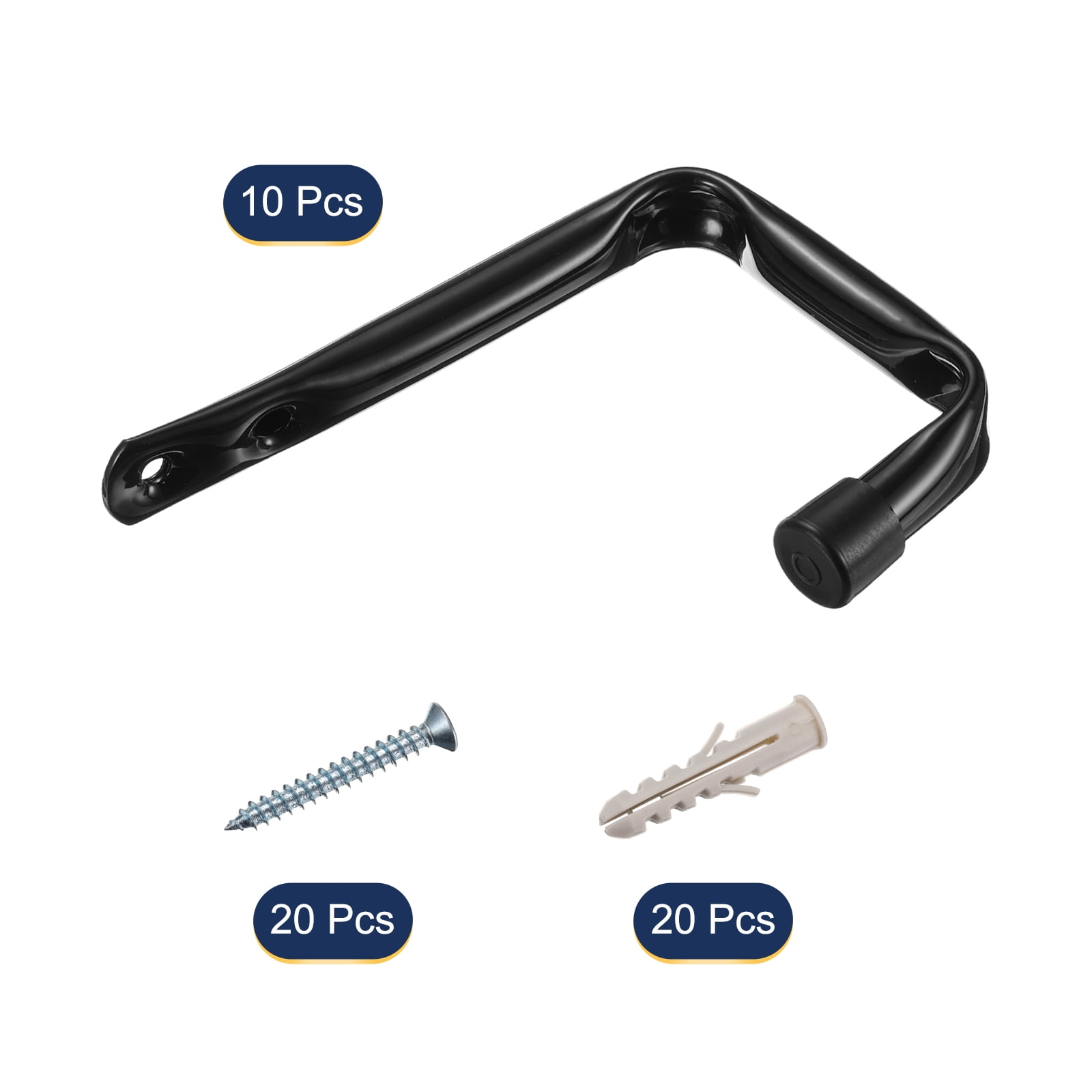 Uxcell 10pcs J shaped Garage Storage Hooks 4.5" x3.5" Anti-Rust J Utility Hanger for Hanging Bicycle Cords Tools, Black