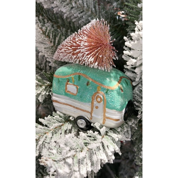 Christmas Glass Ornament - Retro Christmas Camper by Wizardi F07M3-46 HB-SY25162