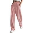 thumbnail image 3 of Kvture Womens Striped Wide Leg Palazzo Pants Mid-Waisted Drawstring Trousers with Pockets Casual Travel Going Out Pant Red Pant XL, 3 of 8