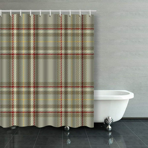 WOPOP Tartan Seamless Pattern Red Brown Plaid Shower Curtains Bathroom