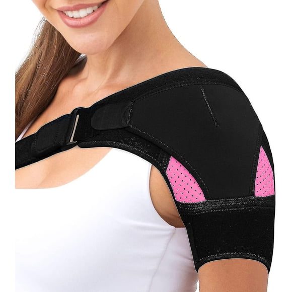 Hombrera para hombres y mujeres con soporte de compresión para rotura del manguito rotador (1 unidad, negra)