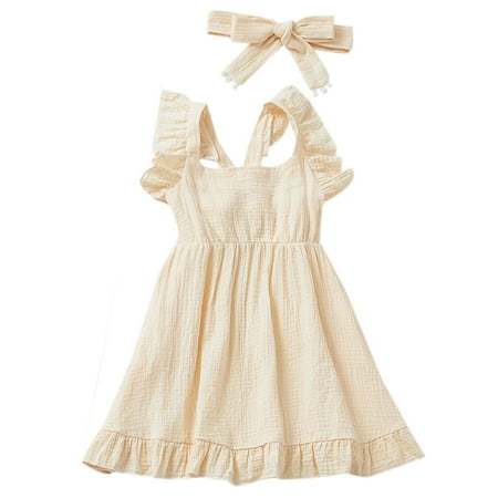 

Fesfesfes Spring Dress Mommy And Me Sleeveless Romper Maxi Dresses+Headband Family Matching Dress Set