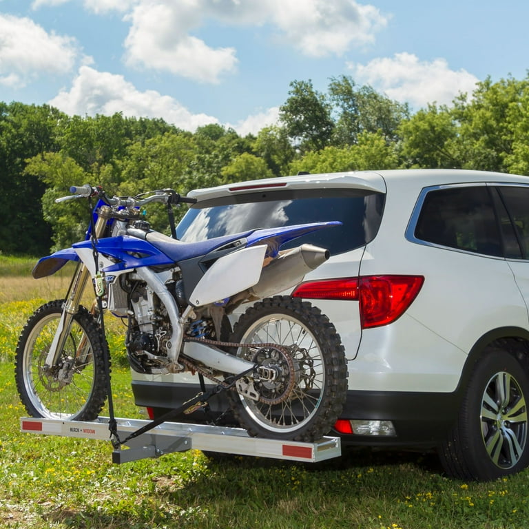 Black Widow Hitch Mounted AMC 400 Aluminum Motorcycle Carrier with Self Storing Ramp Walmart