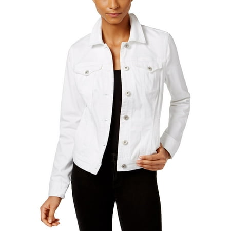 Style & Co. Womens Petites Lightweight Spring Jean Jacket White PXL