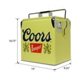 thumbnail image 4 of Coors Banquet Retro Ice Chest Cooler with Bottle Opener 13L (14 qt), 18 Can Capacity, Yellow and Silver, Vintage Style Ice Bucket for Camping, Beach, Picnic, RV, BBQs, Tailgating, Fishing, 4 of 10
