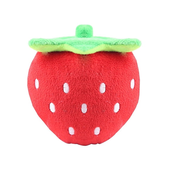Squeaky Dog Toys for Small Dogs Embroidered Red Strawberry Plush Dog Chew Toy Interactive Squeaking Pet Toy for Boredom Relief Anxiety Reducer Soft Cotton Puppy Toy