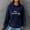 50#Dark Blue, variant on Dwaogom Women Casual Printing Long Sleeve Oversize Drawstring Hooded T-Shirt Blouse Pullover Tops Pullover Sweatshirts For Women No Hood Pullover Sweater
