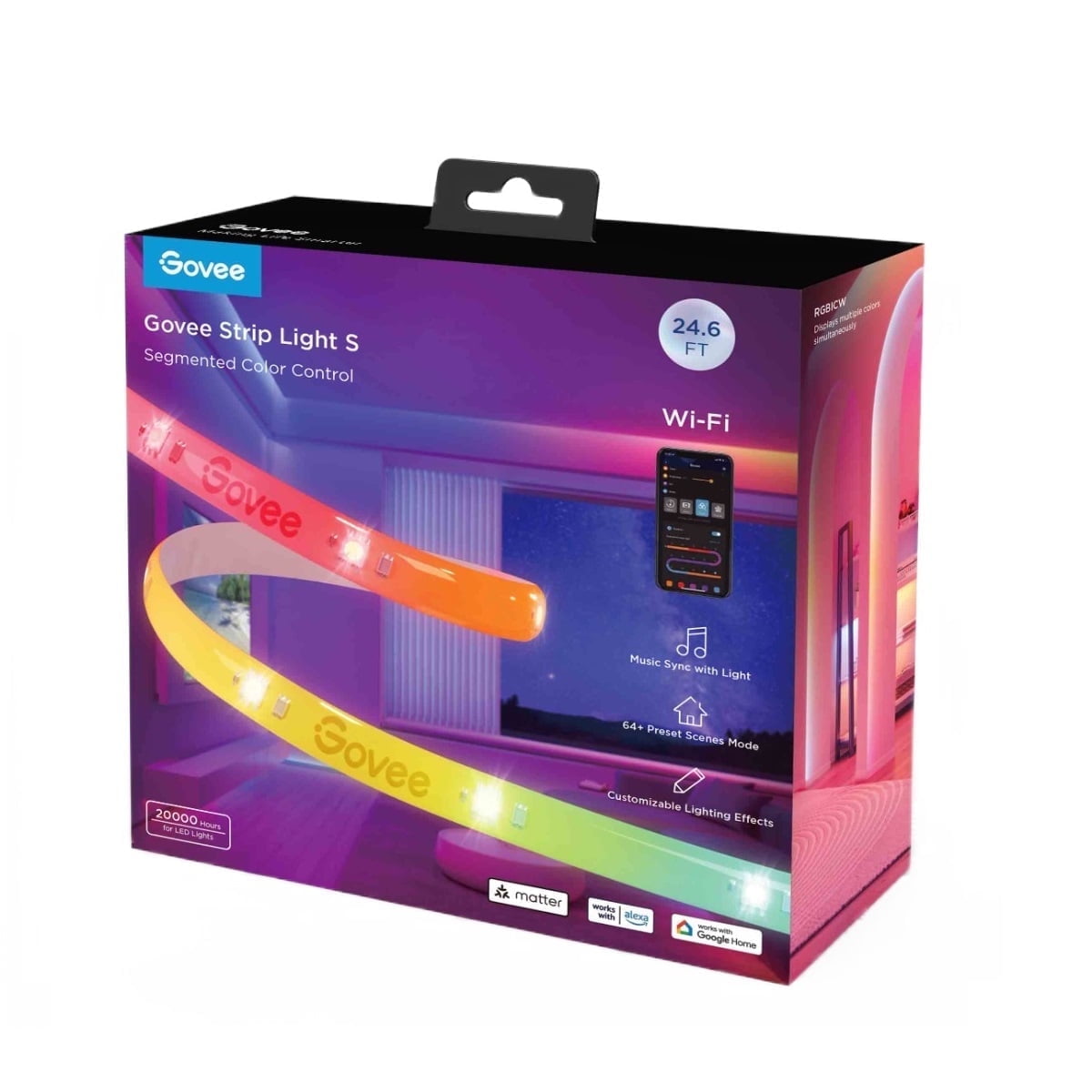 Govee 24.6ft Wi-Fi RGBICW LED Strip Light