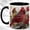 Black, variant on Red Cardinal Coffee Mug, Northern Cardinal Bird Mug, Floral Nature Gift for Bird Lovers, Winter Garden Couple Design, Botanical Wildlife Art, Ceramic 11 Oz Cup with Black Handle