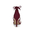 thumbnail image 3 of BLISSFUL STEP Women's Shoes Stiletto High Heel Ankle Wrap Tie Open Toe Faux Suede Sandals Burgundy 8, 3 of 8