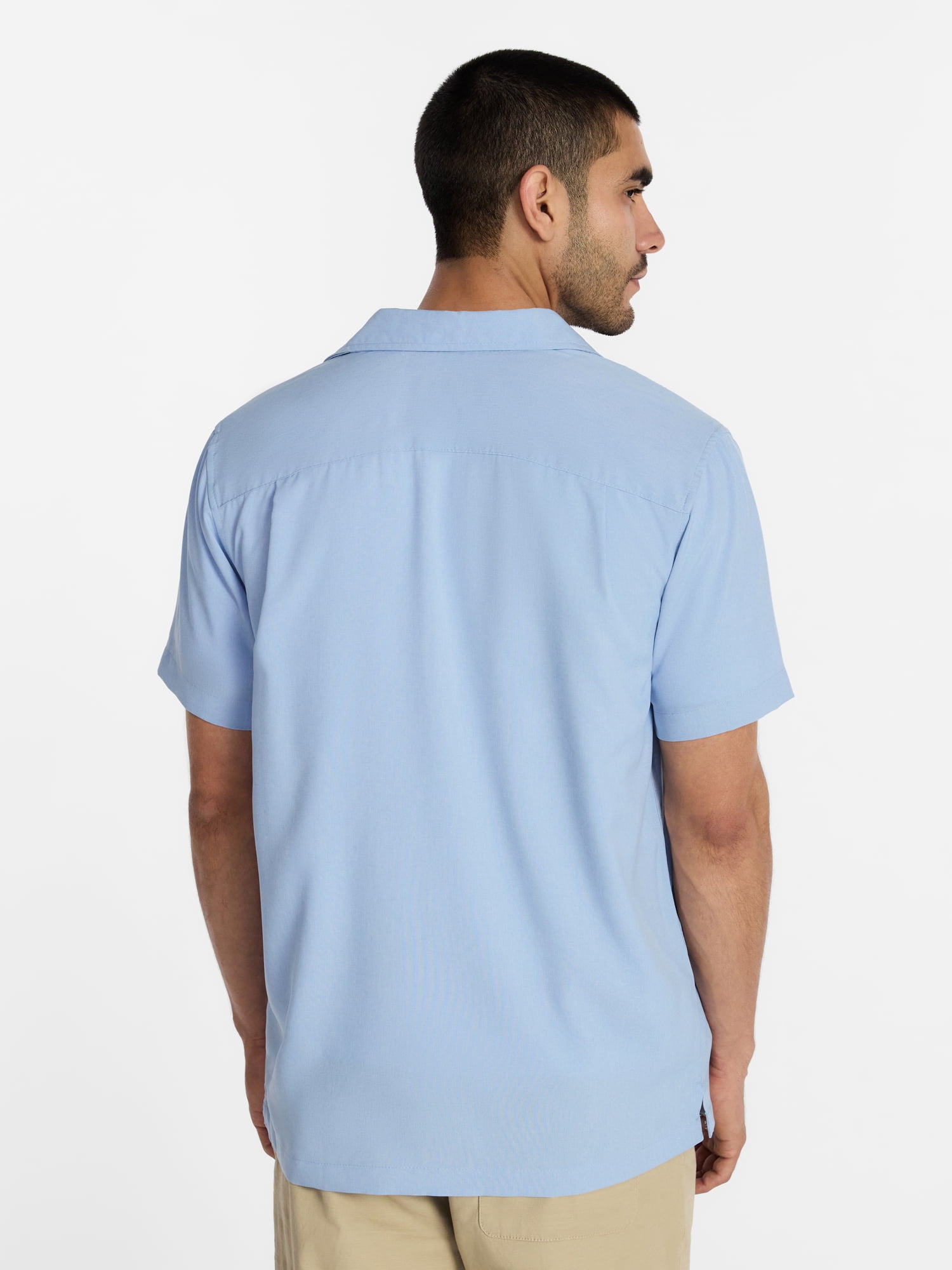 George Men's & Big Men's Regular Fit Microfiber Button-Up Shirt with Short Sleeves, Sizes XS-5XL