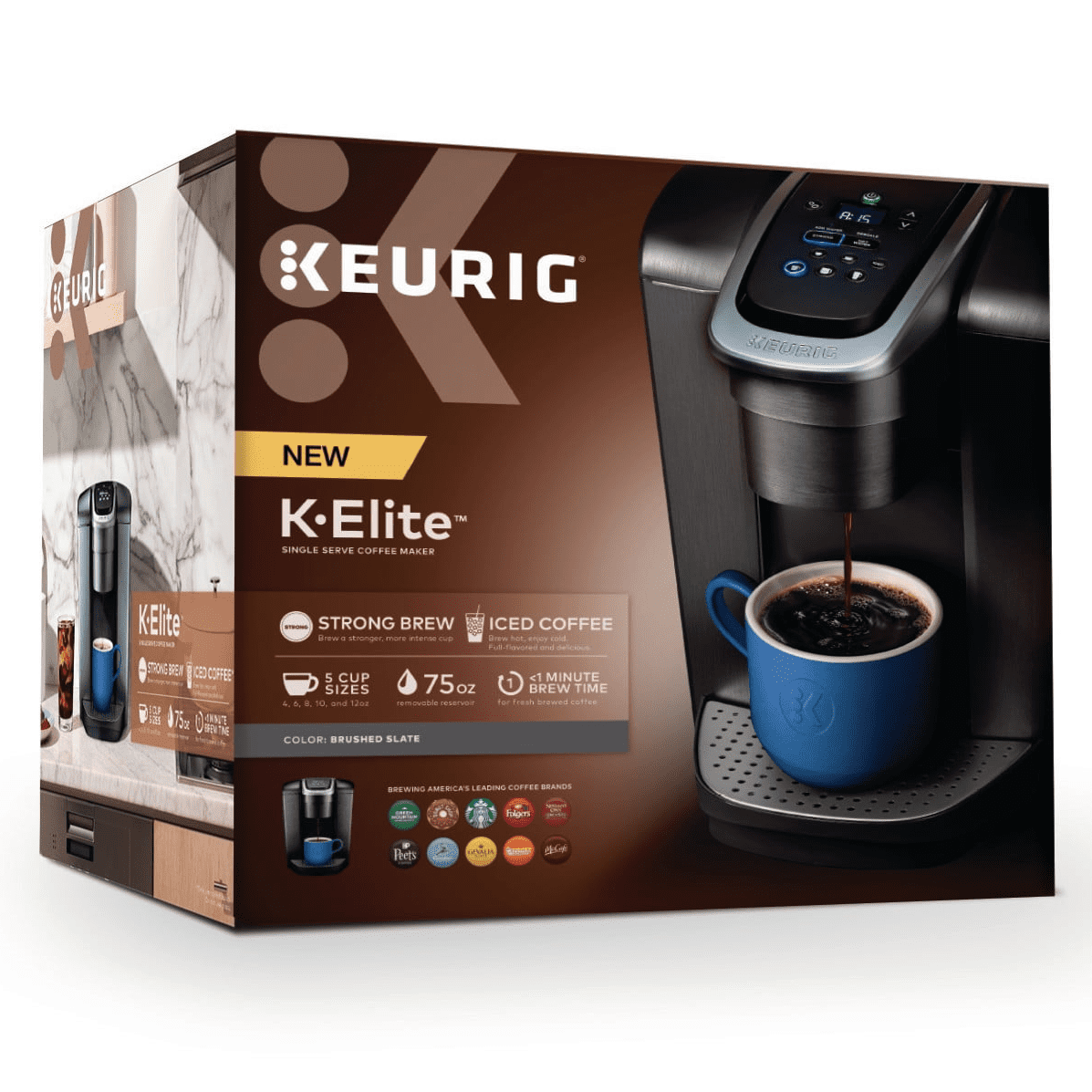 Keurig KElite SingleServe KCup Pod Coffee Maker, Brushed Slate