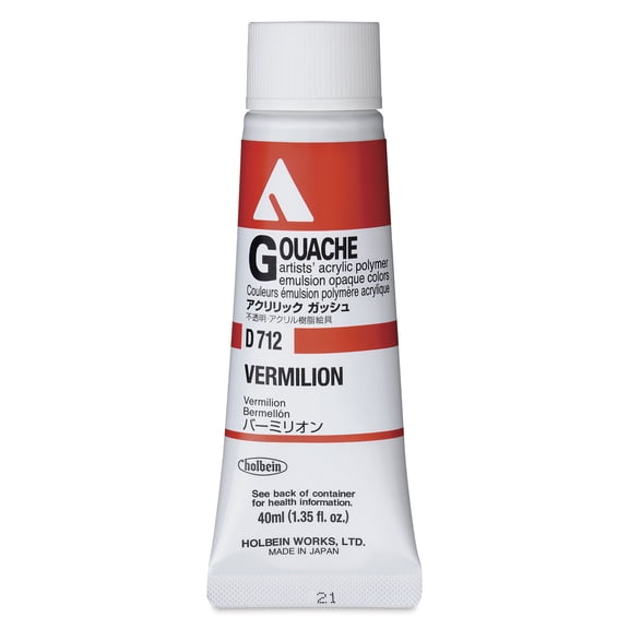 Holbein Acrylic Gouache – Vermilion, 40 ml tube